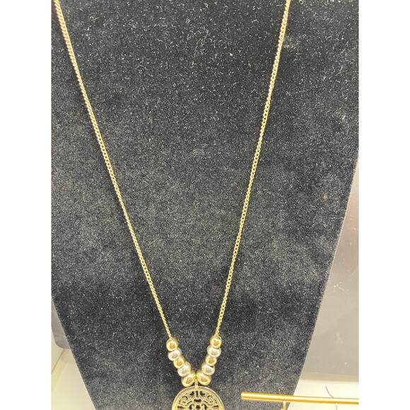 Vintage Style Jewelry Set  Upcycled GoldTone  Silver Glitter Necklace & Earrings - Picture 6 of 10